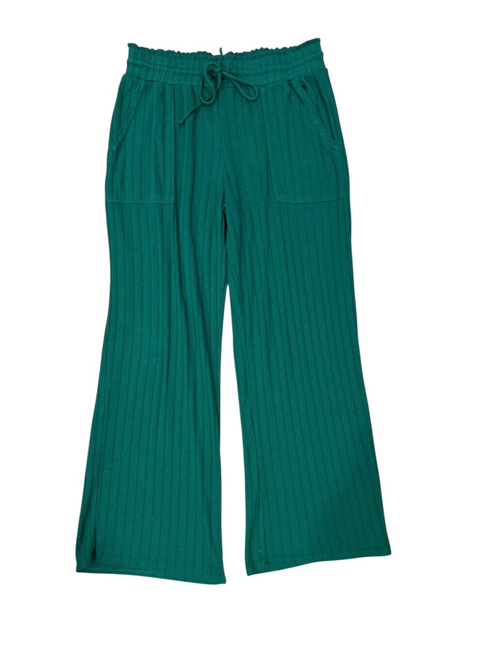 Stars Above Green Perfectly Ribbed Wide Leg High Waist Waist Lounge Pants